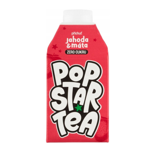 Pop Star Tea Ledový čaj Jahoda & máta Zero 500 ml